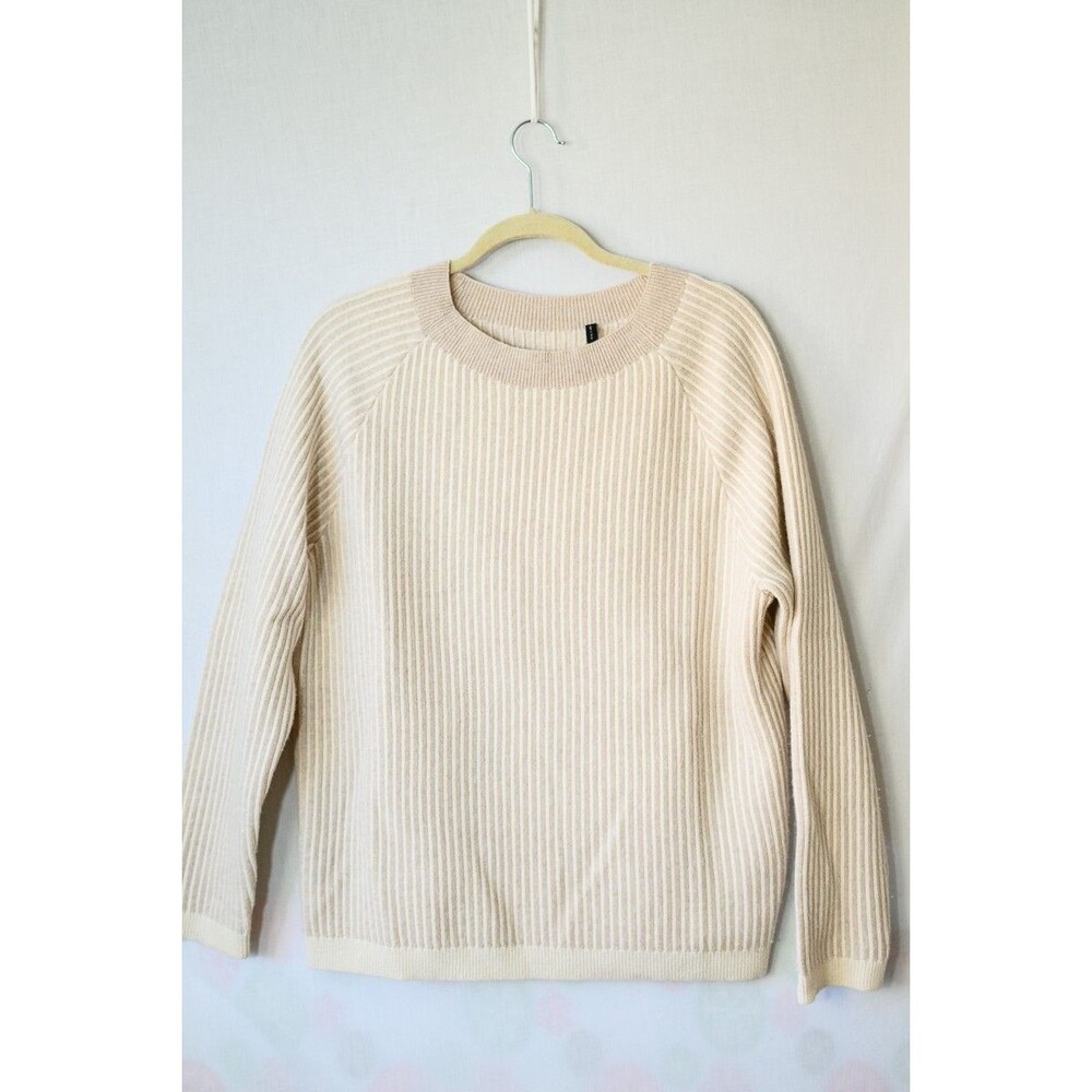 Theory Cashmere beige sweater crew neck pullover M oversized Cozy Luxury